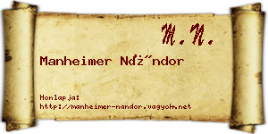 Manheimer Nándor névjegykártya